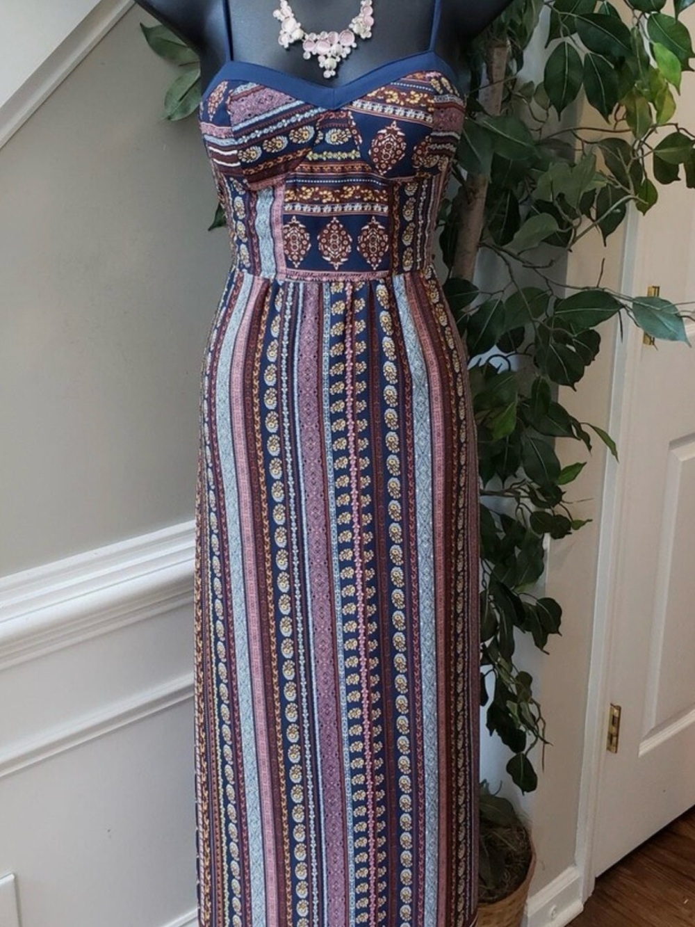 Xhilaration Strapless Boho Maxi Dress in Navy, Burgundy, Cream